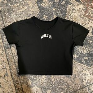 Darc Sport Black Crop Top with "WOLVES" Print